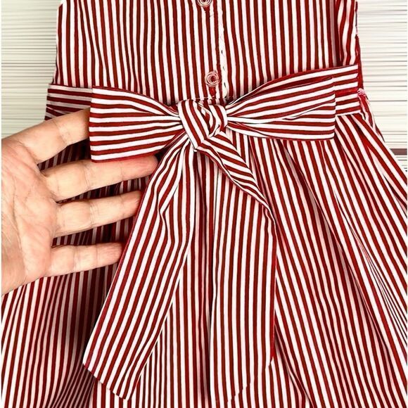 Creation Imaho Smocked Dress Red White Striped Cotton Summer Sleeveless 2 Years - Picture 9 of 13